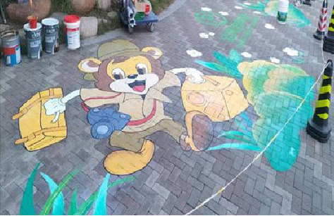  普格夏季画地面彩绘会遇到的问题