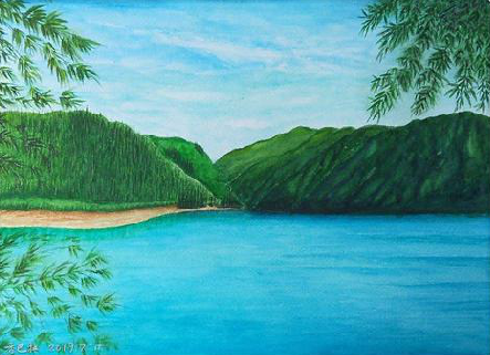  普格在墙绘中，如何绘画绿水青山？